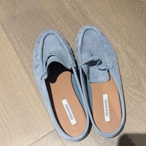 Steve Madden blue suede slip on loafers